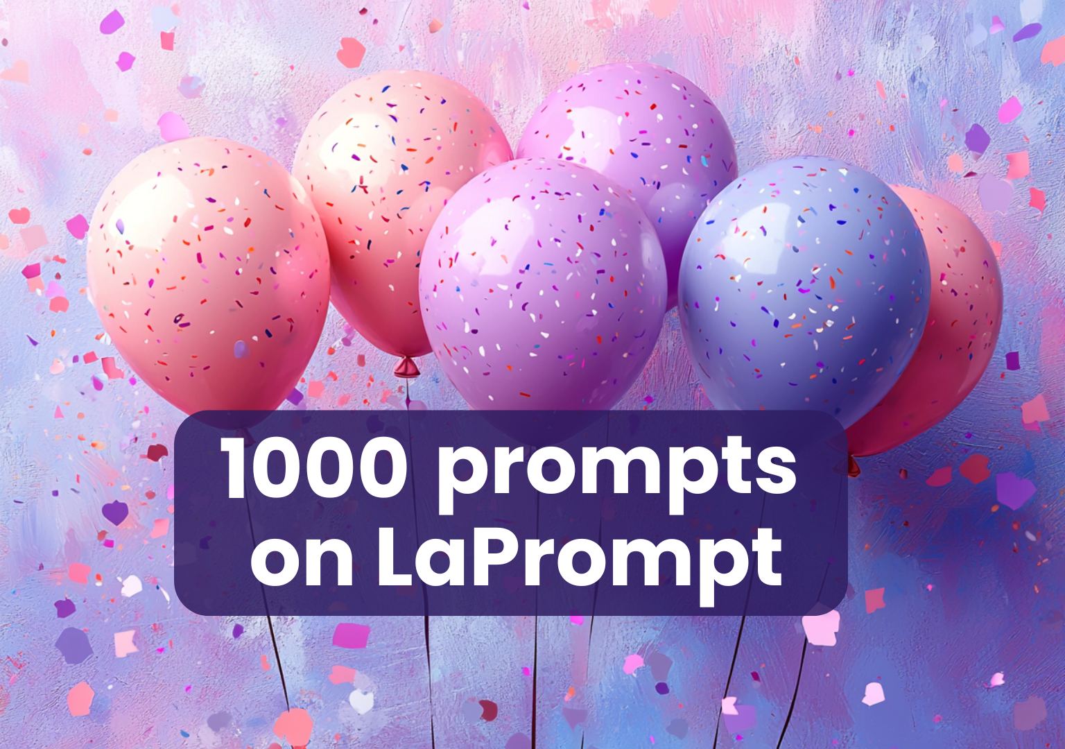 Banner with Balloons Celebrating 1,000 Prompts on LaPrompt