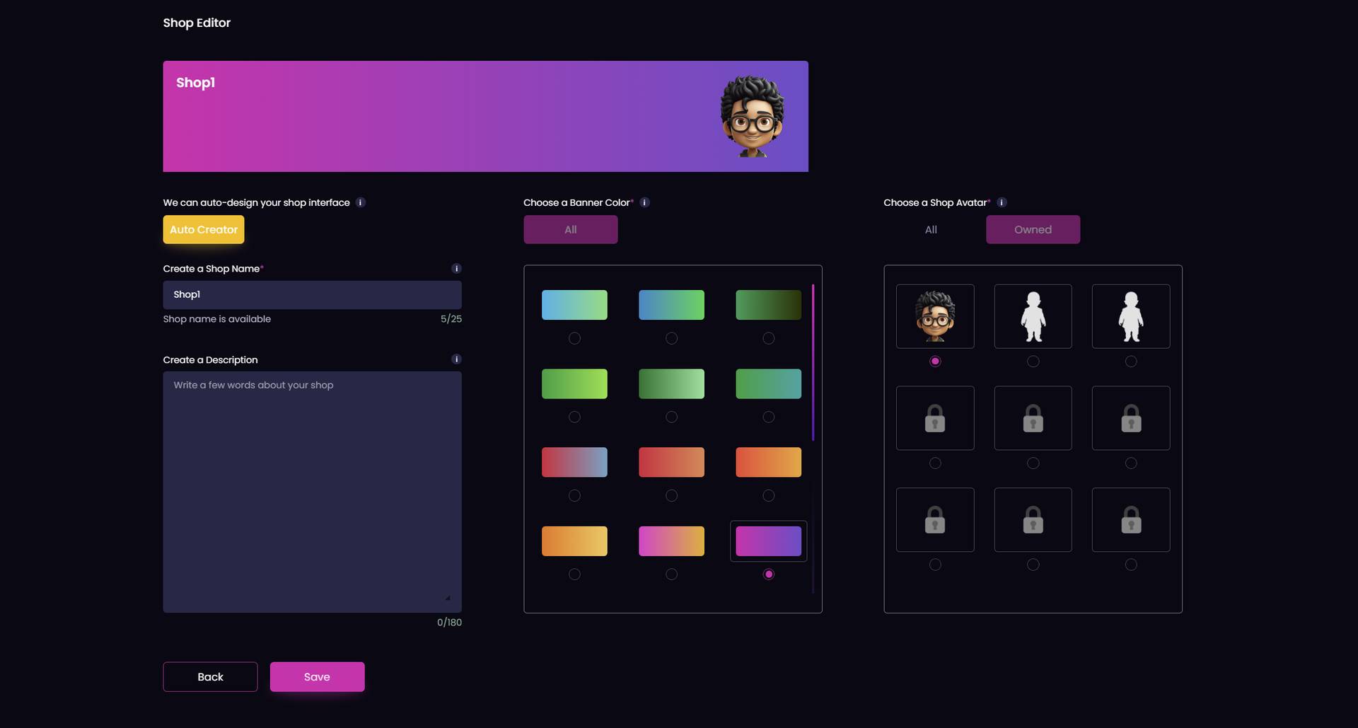 LaPrompt Shop Editor Page