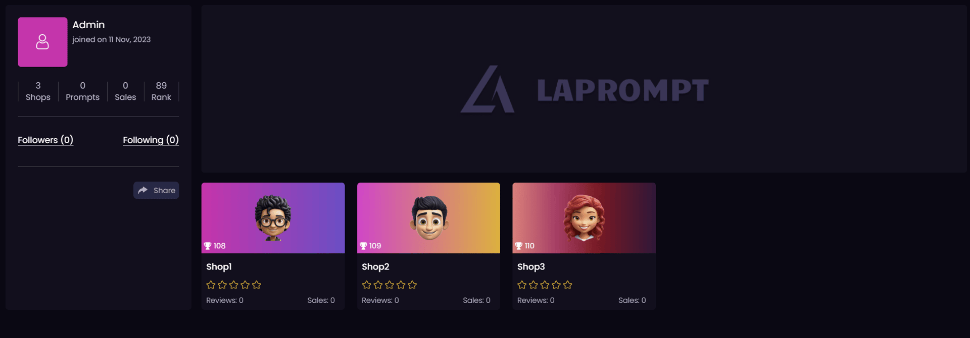 LaPrompt Account Page