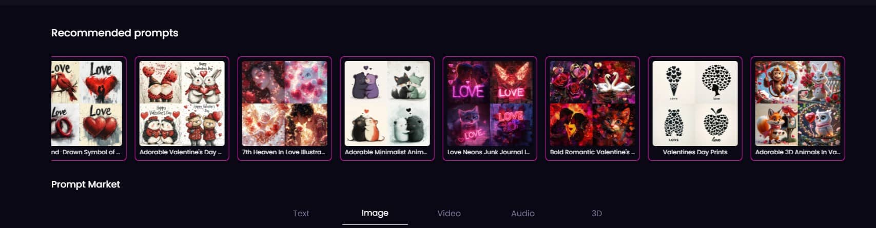 Recommended Prompts Section on LaPrompt Market Page