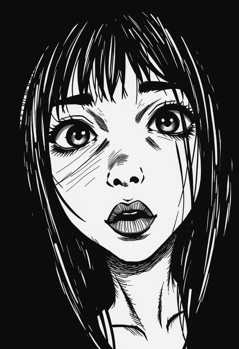 AI Generated by FLUX.1 image - Scratchy Pen Girl's Face, shared on the LaPrompt marketplace.
