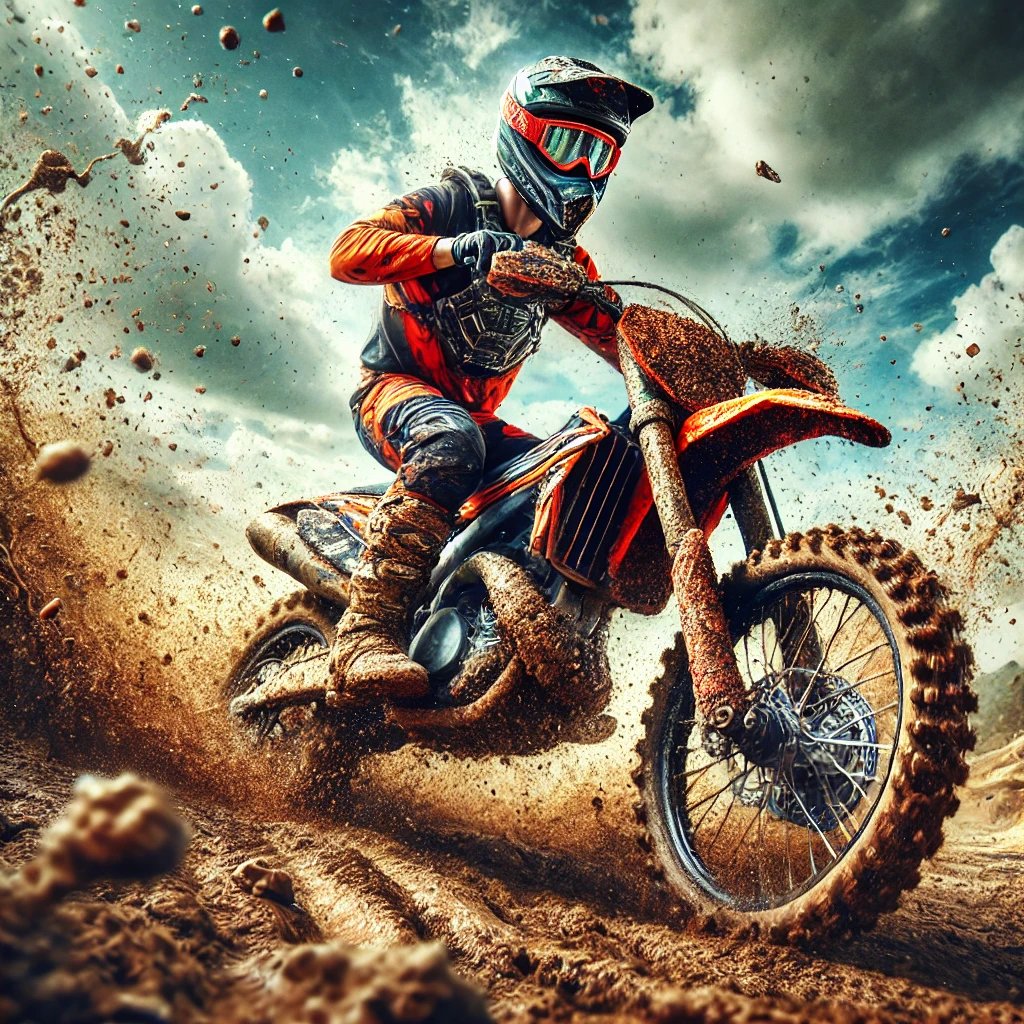AI Artwork Generated by DALL·E 3 - Motocross Biker in Dynamic Scene, shared on the LaPrompt marketplace.