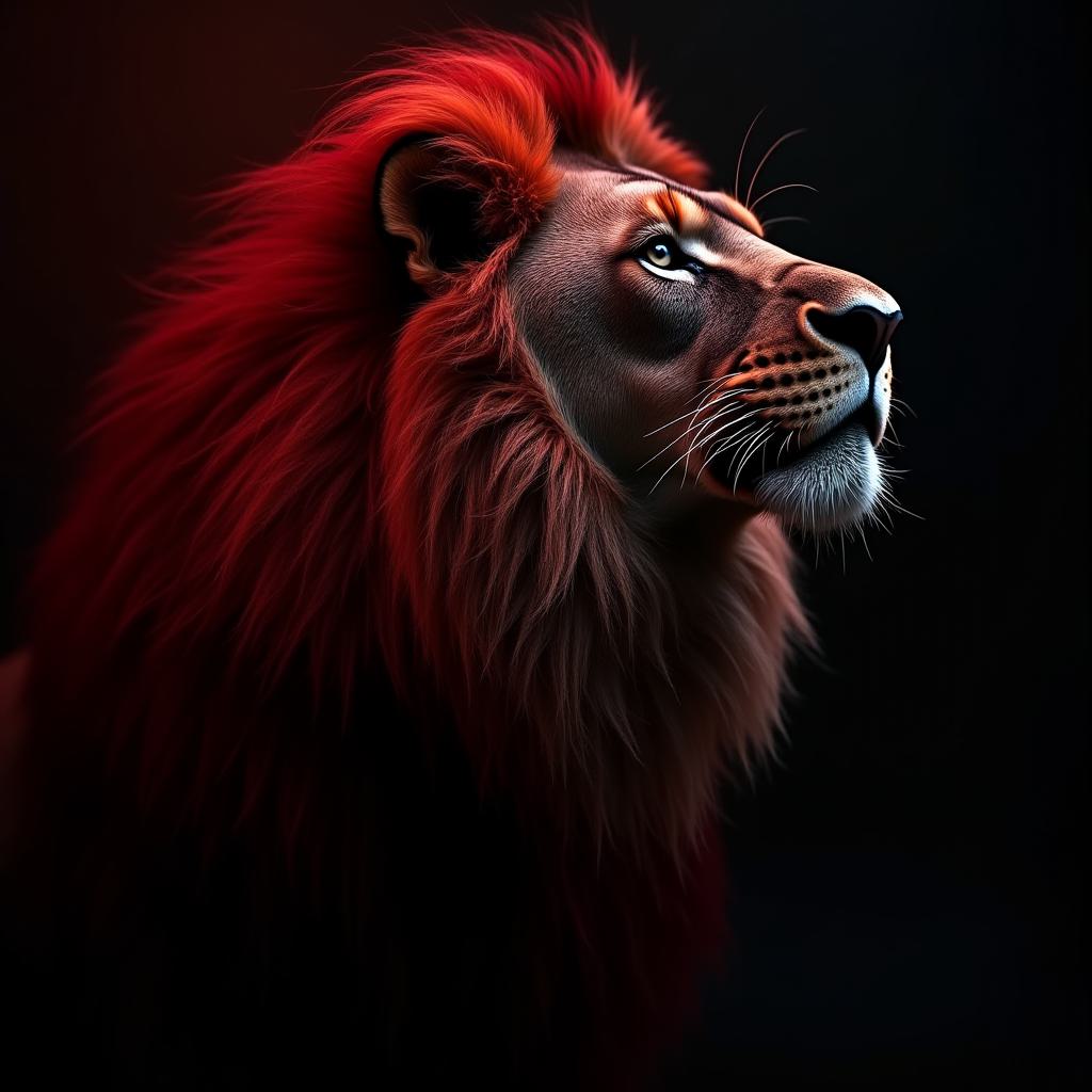 AI Generated by FLUX.1 image - Black and Red Lion, shared on the LaPrompt marketplace.