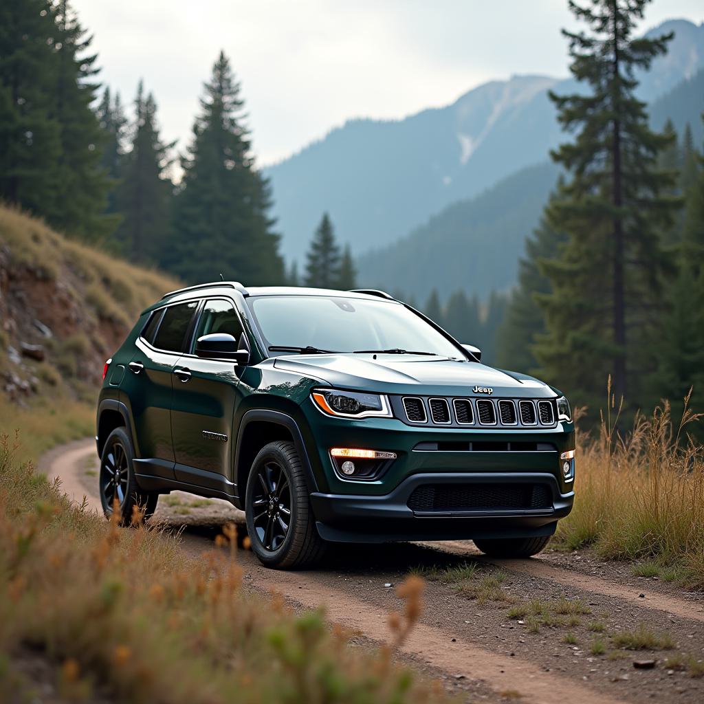 AI Generated by FLUX.1 image - Jeep Compass on Mountain, shared on the LaPrompt marketplace.