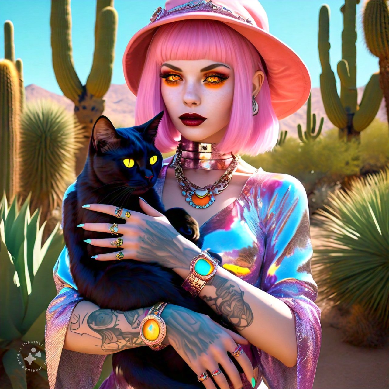 AI Generated by Meta AI Llama 3 - Witch and Black Cat, shared on the LaPrompt marketplace.