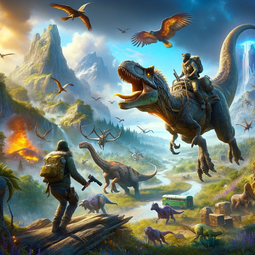 AI Artwork Generated by DALL·E 3 - Dinosaurs World