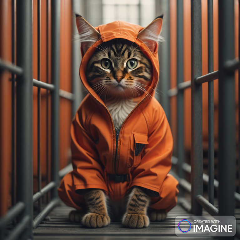 AI Artwork Generated by Imagine - A Cat in Orange Jumpsuit