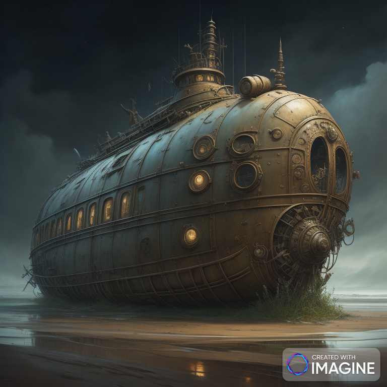 AI Artwork Generated by Imagine - Steampunk Submarine