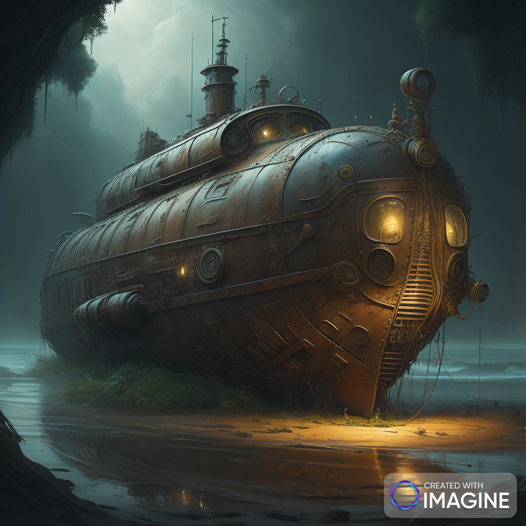 AI Artwork Generated by Imagine - Steampunk Submarine