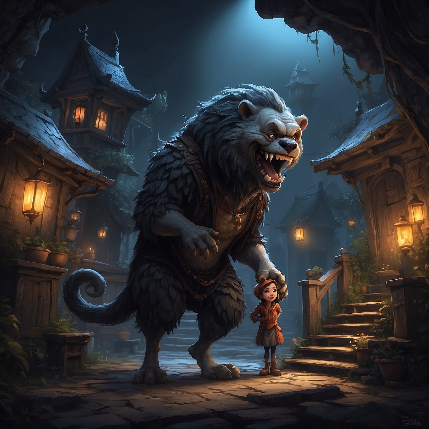AI Artwork Generated by Leonardo AI - Werewolf in the Moonlight, shared on the LaPrompt marketplace.