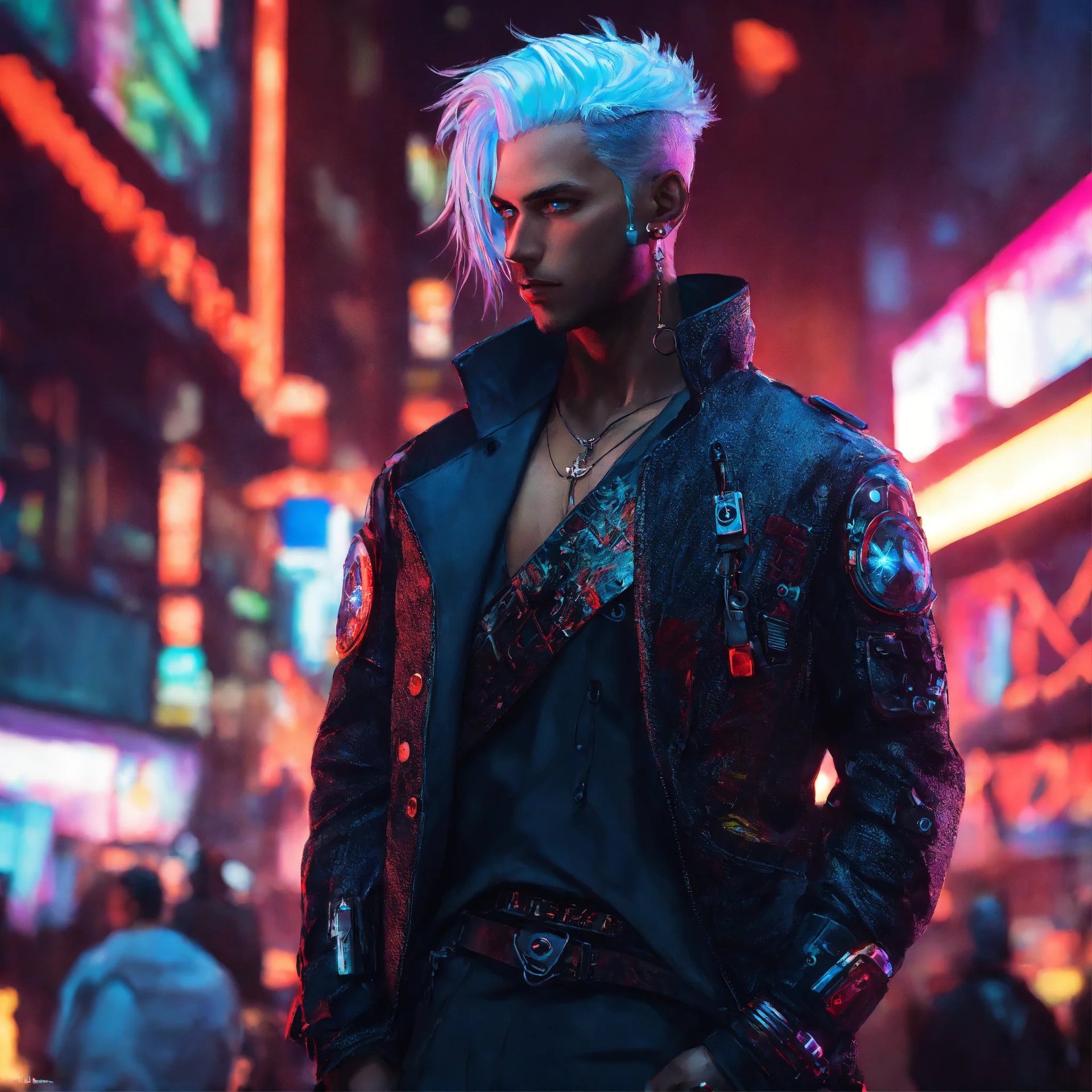 AI Artwork Generated by Lexica - Cyberpunk Style People