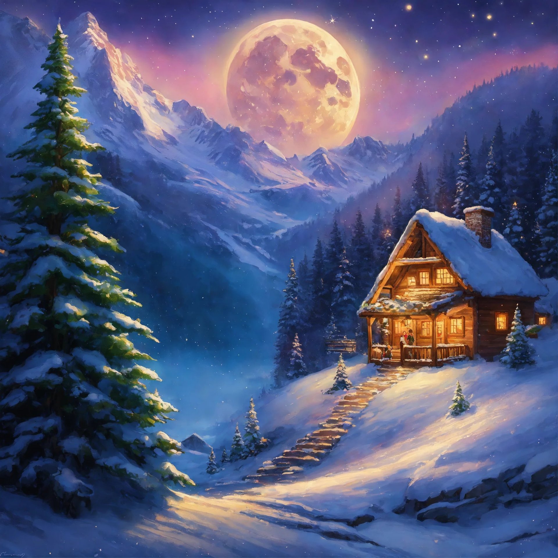 AI Artwork Generated by Lexica - A Cabin in the Winter Forest