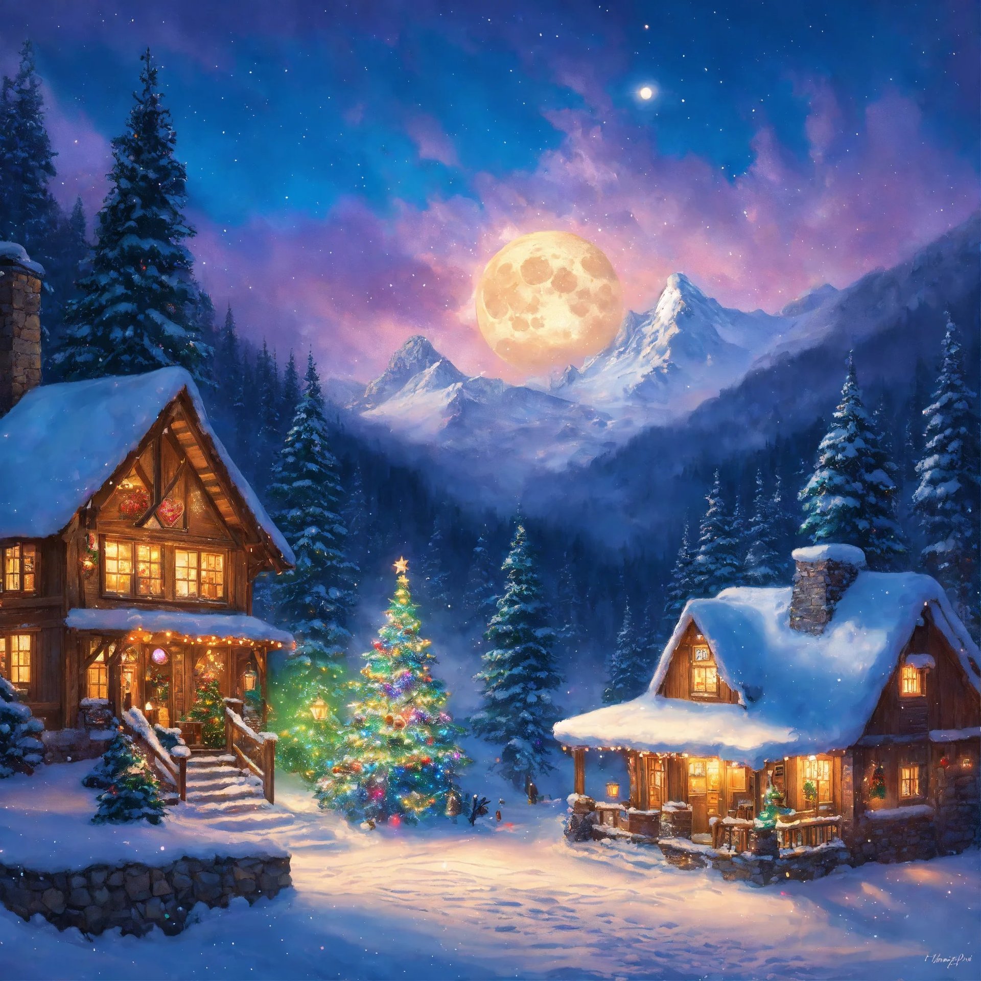 AI Artwork Generated by Lexica - A Cabin in the Winter Forest