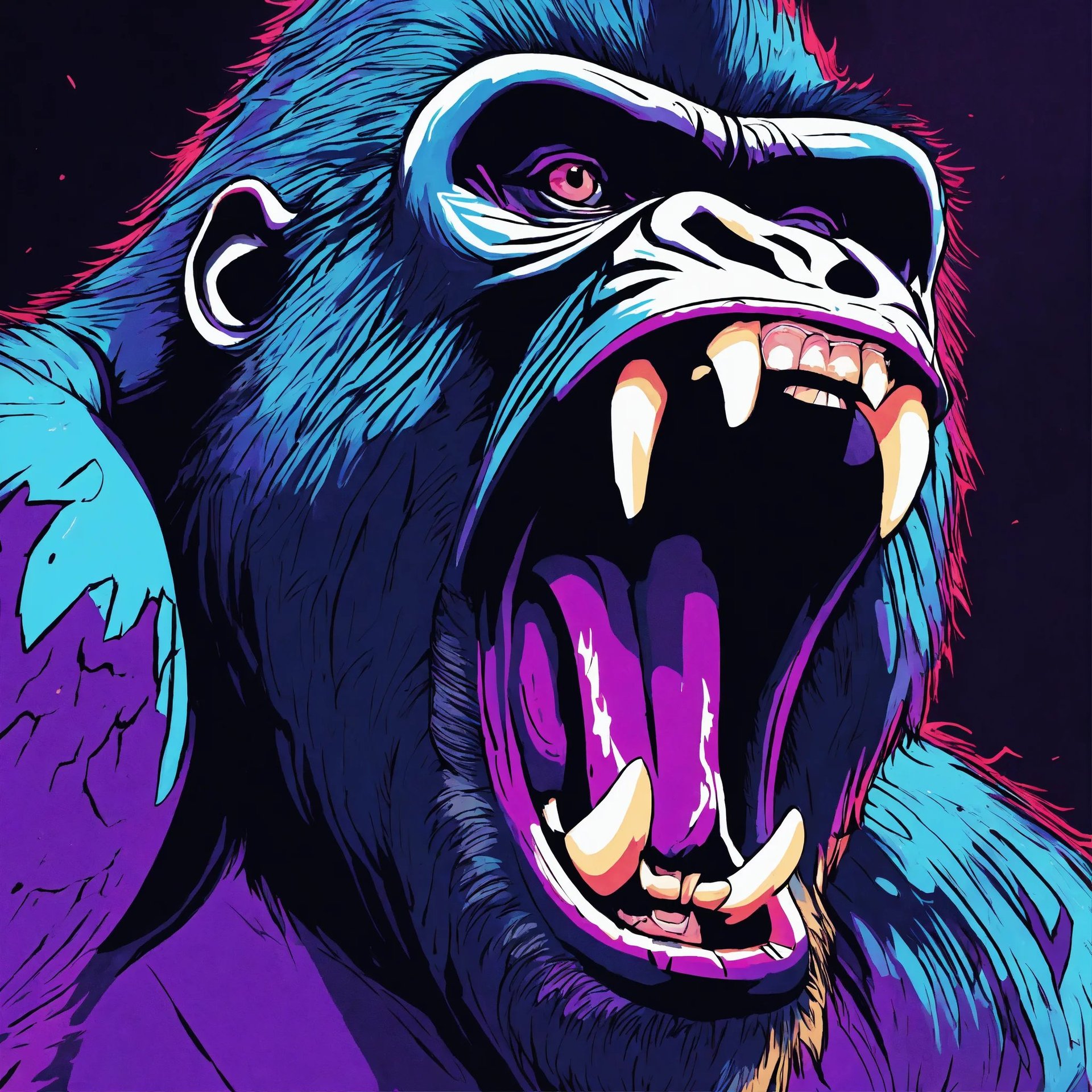 AI Artwork Generated by Lexica - Purple Gorilla