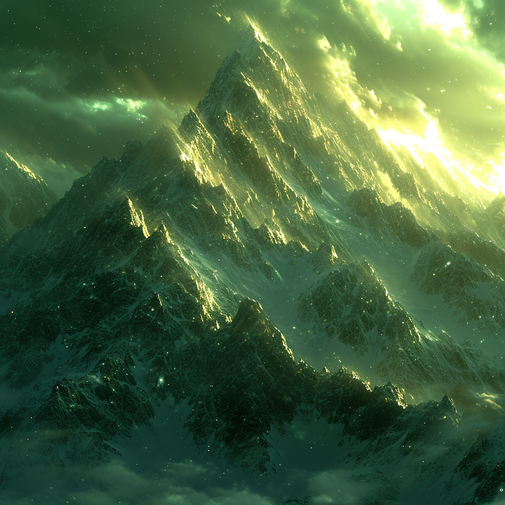 AI Artwork Generated by Midjourney - Mountains In Snow, shared on the LaPrompt marketplace.