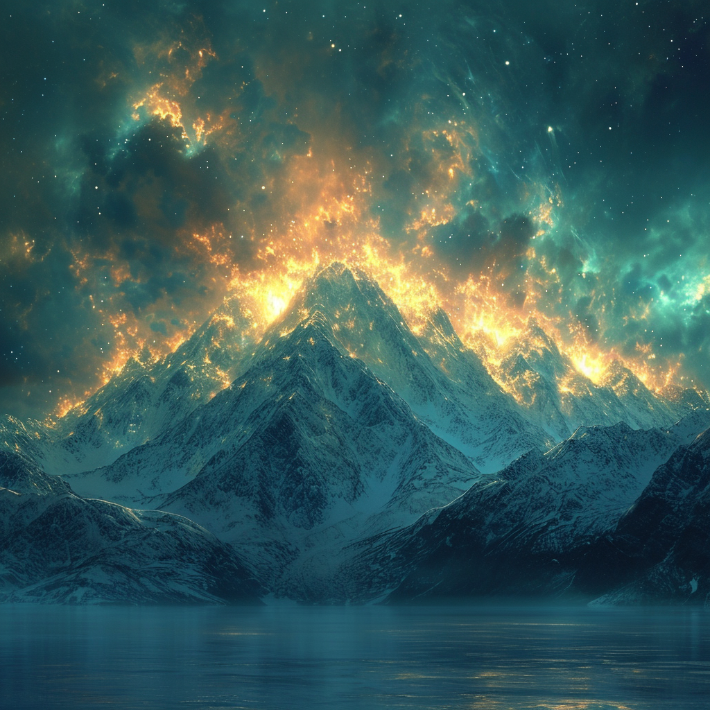 AI Artwork Generated by Midjourney - Mountains In Snow