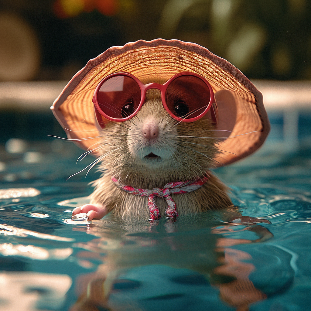AI Artwork Generated by Midjourney - Mouse in the Pool