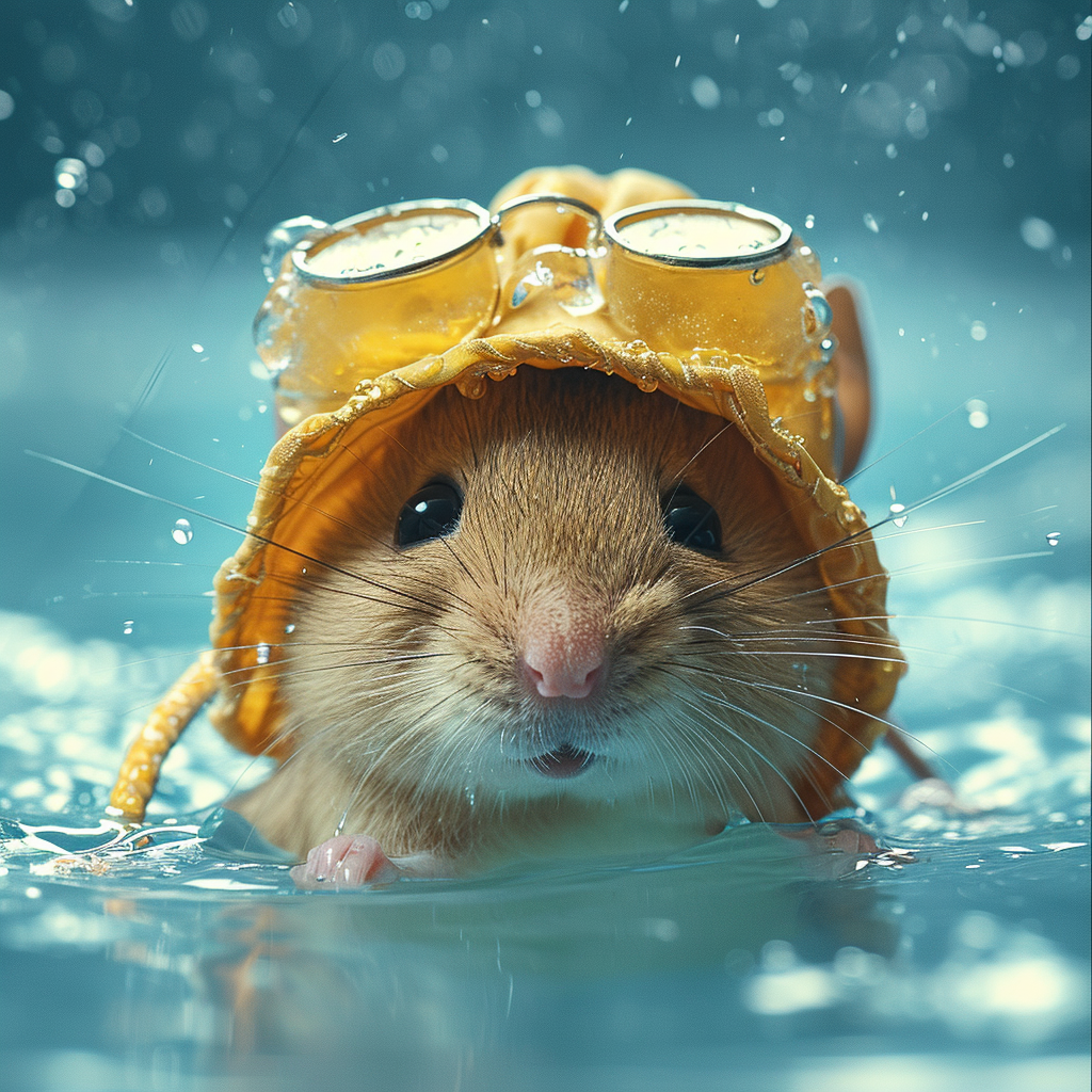 AI Artwork Generated by Midjourney - Mouse in the Pool