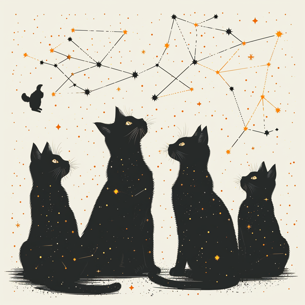 AI Artwork Generated by Midjourney - Cats Constellation, shared on the LaPrompt marketplace.
