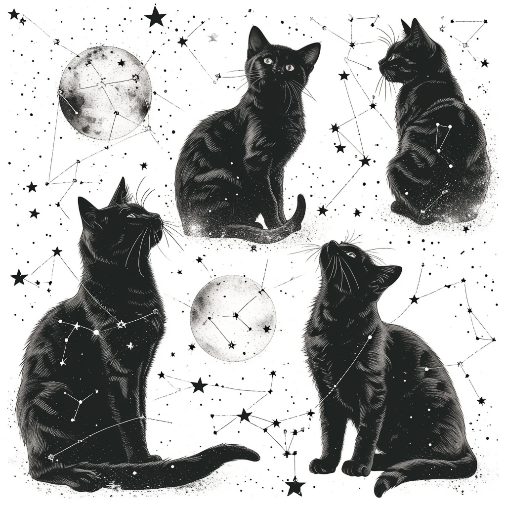 AI Artwork Generated by Midjourney - Cats Constellation