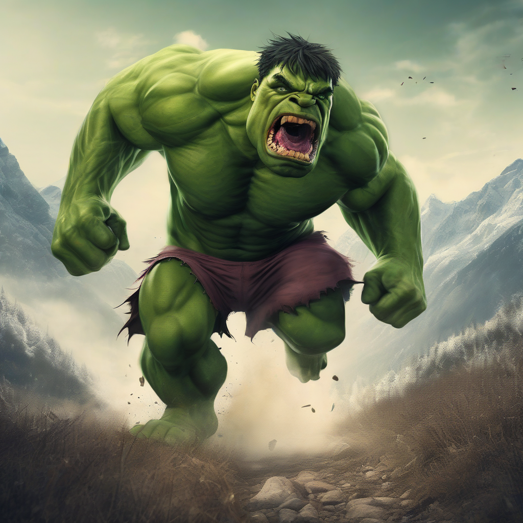 AI Artwork Generated by ChatNBX - Hulk in the Attacking Position