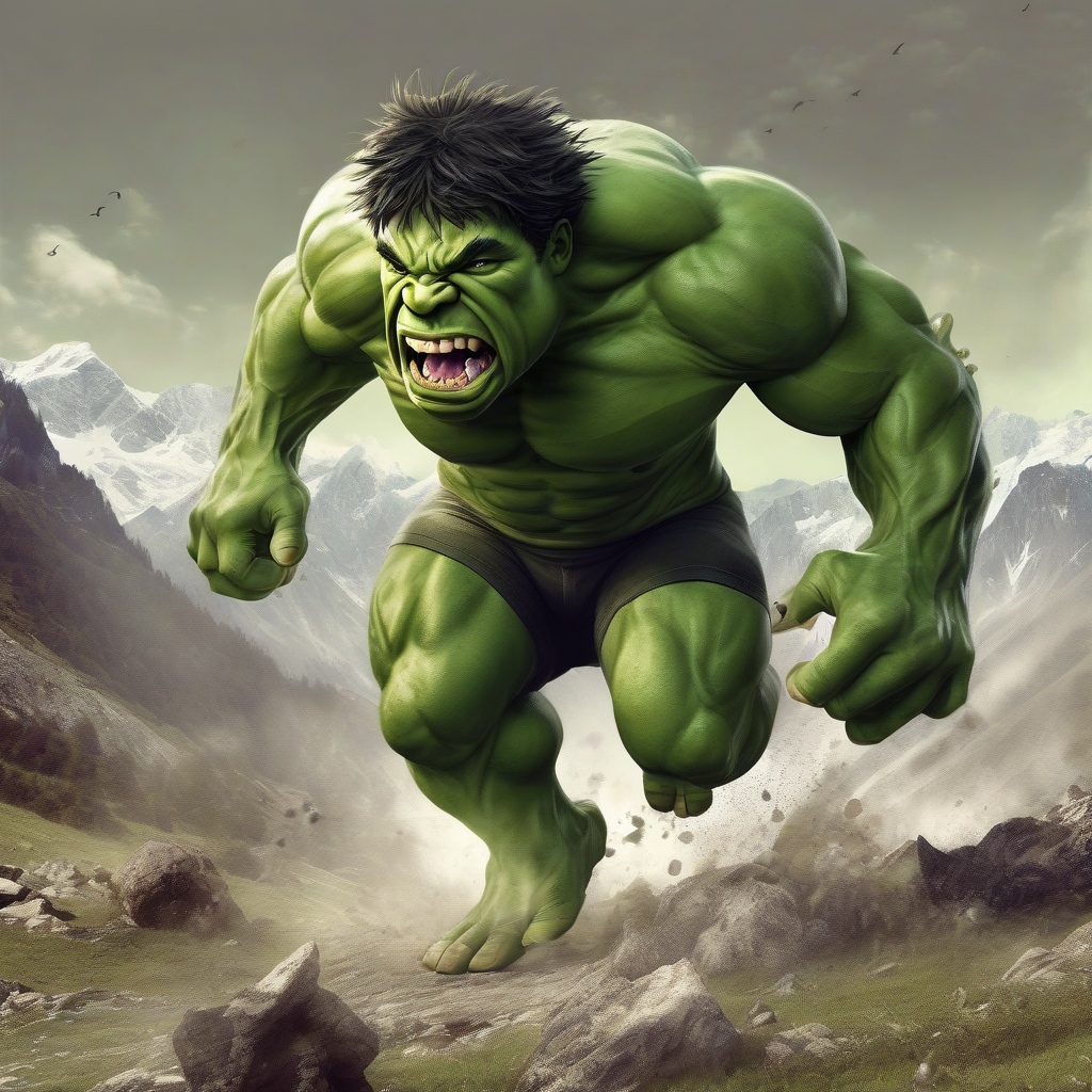 AI Artwork Generated by ChatNBX - Hulk in the Attacking Position