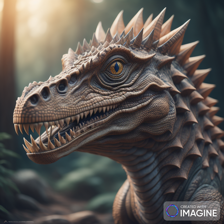 AI Artwork Generated by Imagine - Close Portrait of Dinosaur