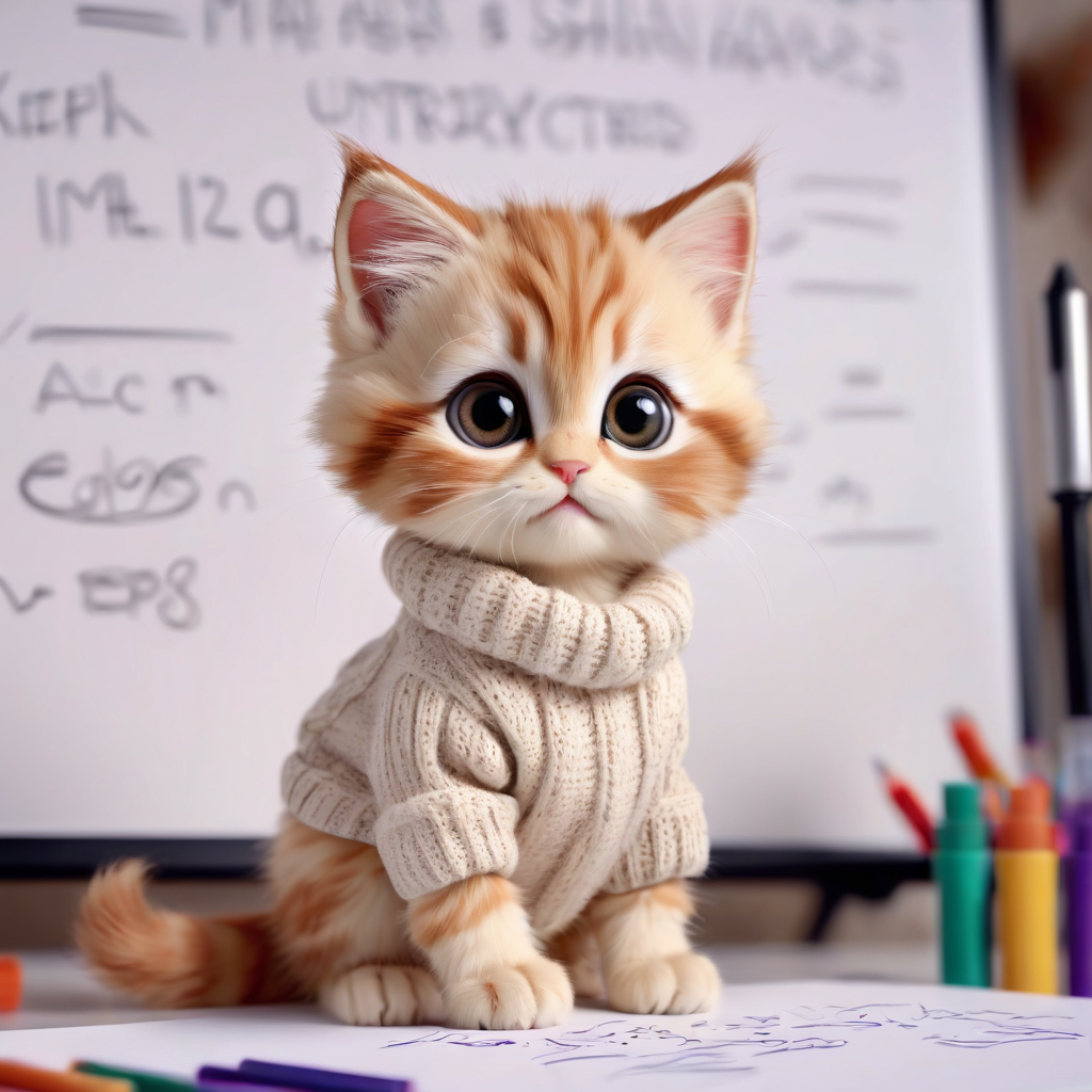 AI Artwork Generated by Playground AI - Cute Kitten Wearing Sweater