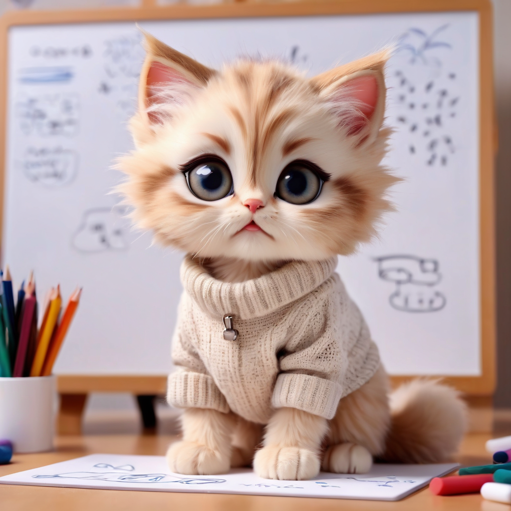 AI Artwork Generated by Playground AI - Cute Kitten Wearing Sweater, shared on the LaPrompt marketplace.