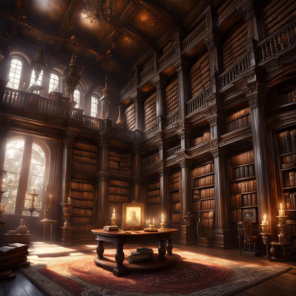 AI Artwork Generated by NightCafe - Ancient Library in a Fantasy World