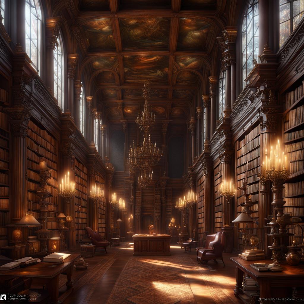 AI Artwork Generated by NightCafe - Ancient Library in a Fantasy World