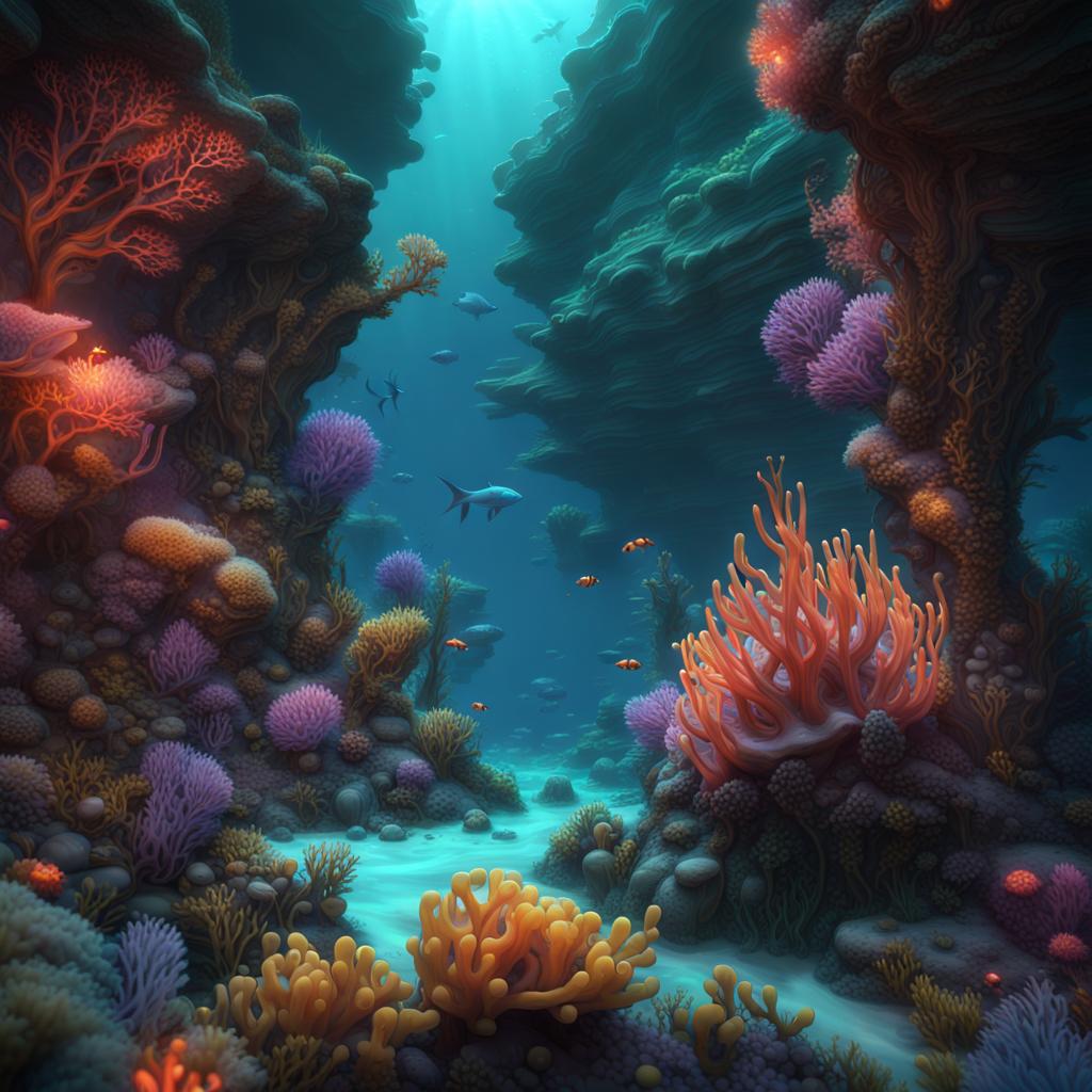 AI Artwork Generated by NightCafe - Underwater Alien Planet, shared on the LaPrompt marketplace.