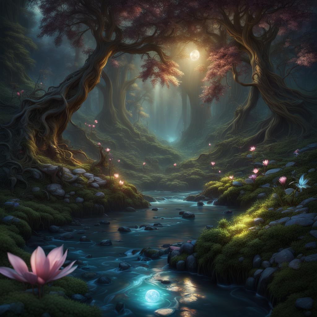 AI Artwork Generated by NightCafe - Magical Forest at Night