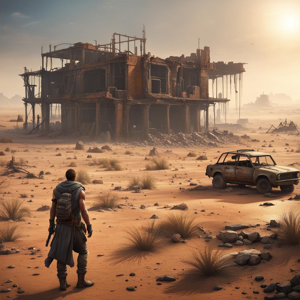 AI Artwork Generated by NightCafe - Post-Apocalyptic Desert Landscape