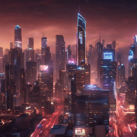 AI Video Generated by Runway Gen-2 - Futuristic Cityscape at Night, shared on the LaPrompt marketplace.
