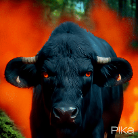 AI Video Generated by Pika - Angry Black Buffalo