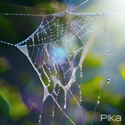AI Video Generated by Pika - Morning Spider Web