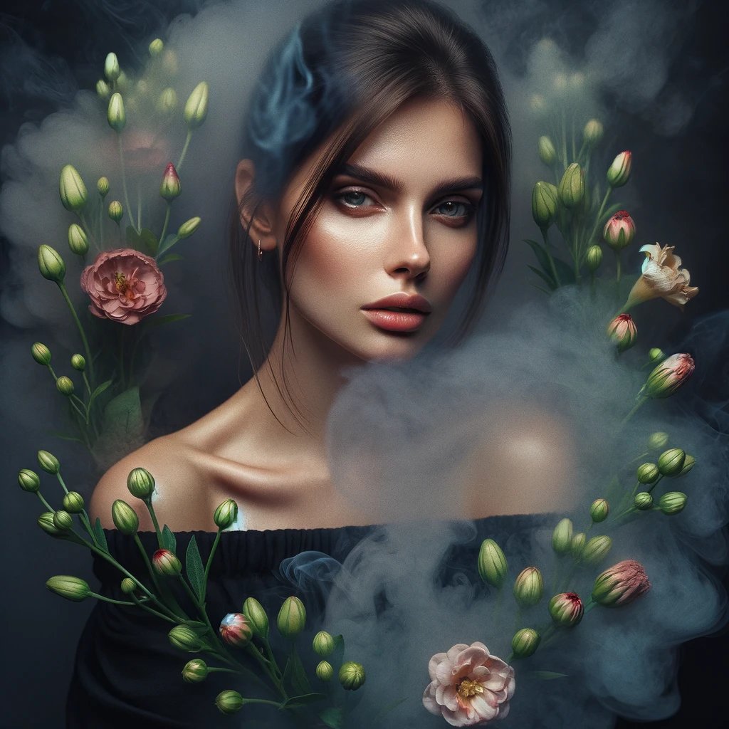 AI Artwork Generated by DALL·E 3 - Portrait in Flowers