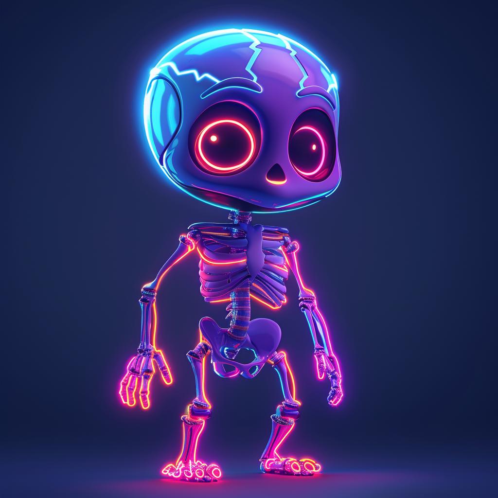 AI Artwork Generated by Midjourney - Cute Cartoon Skeleton