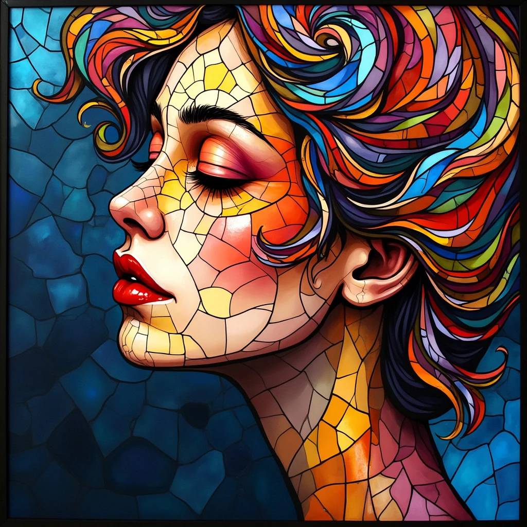 AI Generated by FLUX.1 image - Glass Abstract Lady Face, shared on the LaPrompt marketplace.