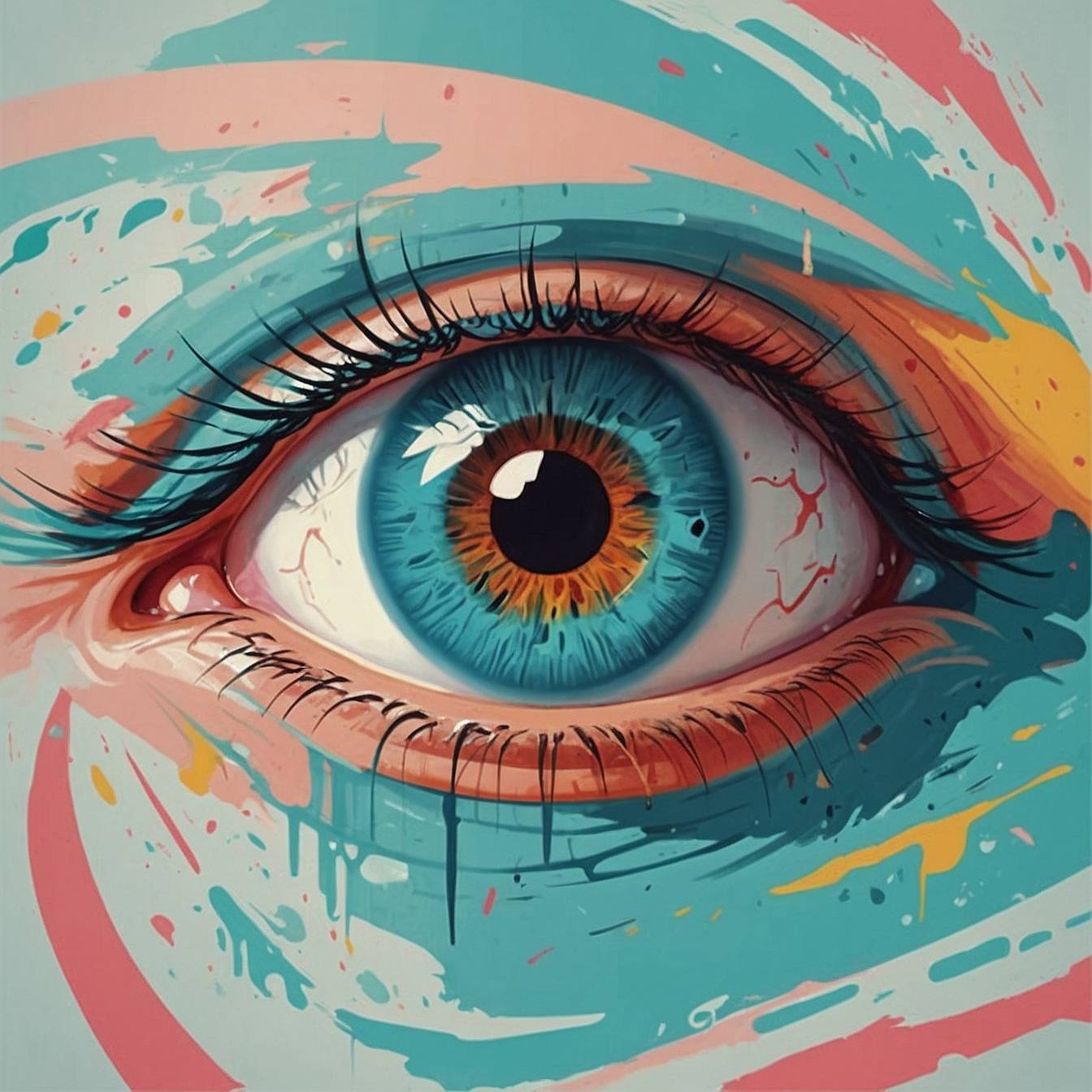 AI Artwork Generated by Leonardo AI - Cartoon Cyan Eye, shared on the LaPrompt marketplace.