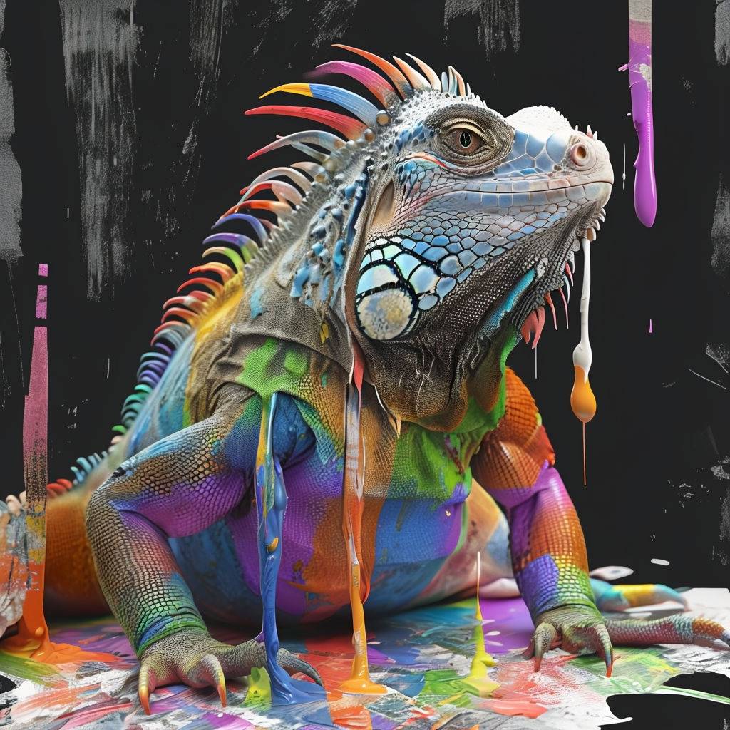 AI Artwork Generated by Playground AI - Rainbow-Colored Iguana, shared on the LaPrompt marketplace.