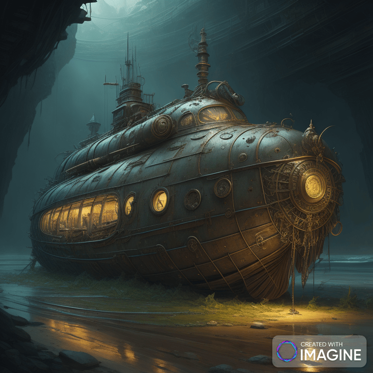 AI Artwork Generated by Imagine - Steampunk Submarine, shared on the LaPrompt marketplace.