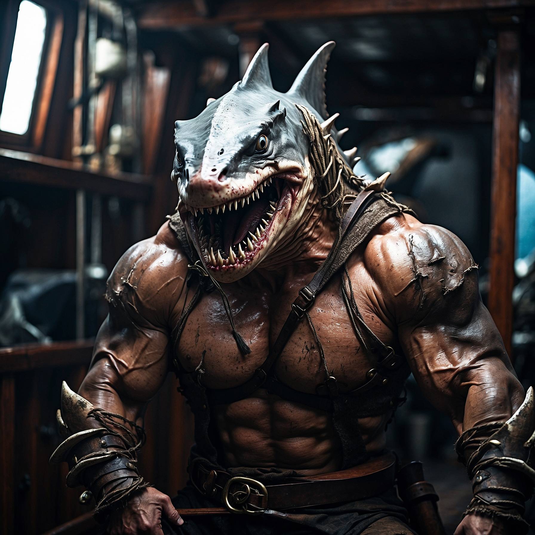 AI Artwork Generated by Leonardo AI - Shark Man, shared on the LaPrompt marketplace.