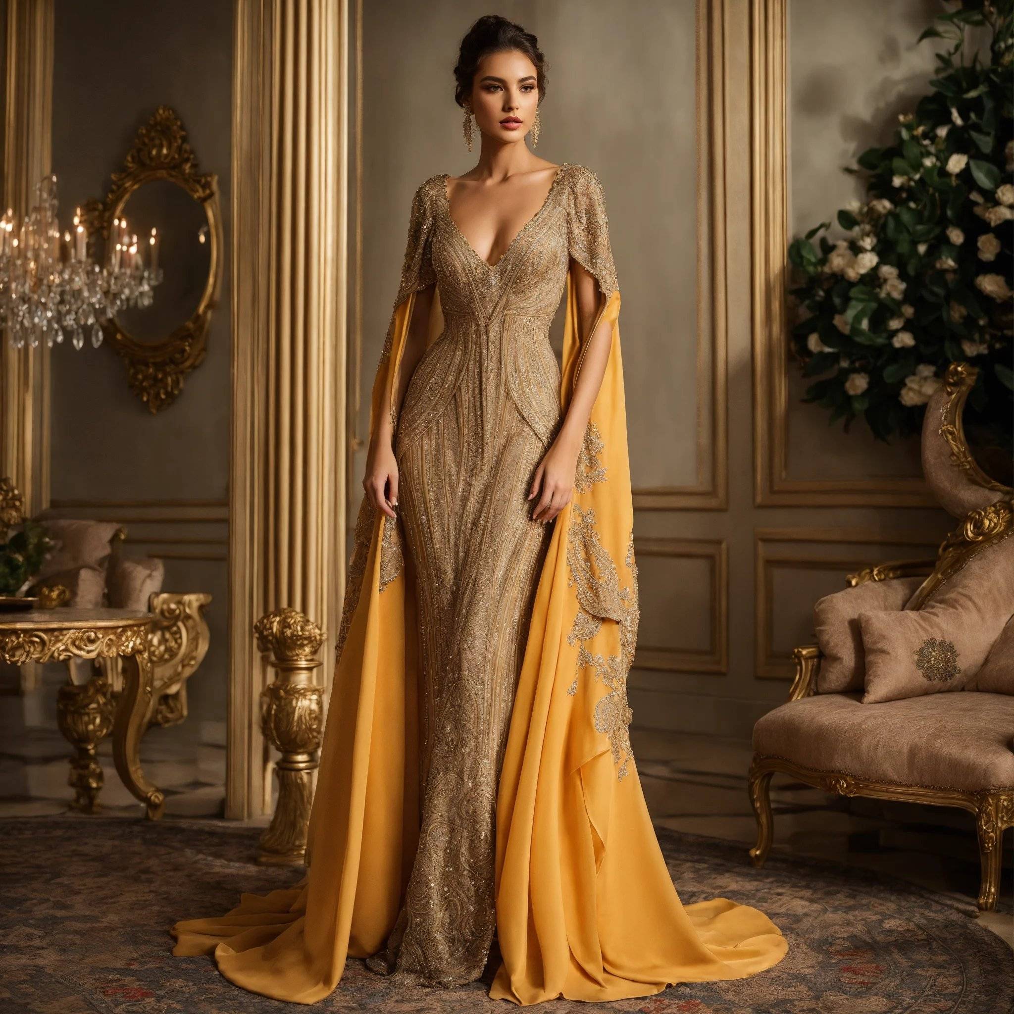 AI Artwork Generated by Lexica - Girl in an Elegant Dress, shared on the LaPrompt marketplace.