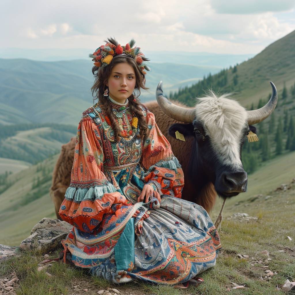 AI Artwork Generated by Midjourney - Woman in the Mountains, shared on the LaPrompt marketplace.