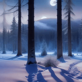 AI Video Generated by Moonvalley - Snowy Forest at Night, shared on the LaPrompt marketplace.