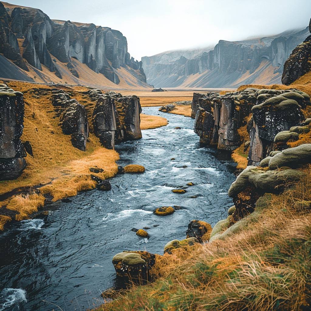 AI Artwork Generated by Midjourney - Drone View of River, shared on the LaPrompt marketplace.