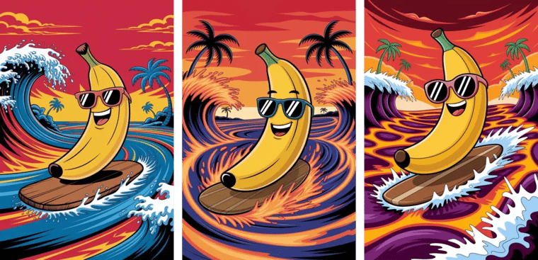 Happy banana on lava river Ideogram version 2a