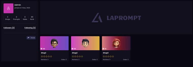 LaPrompt Account Page